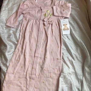 Rene Rofe Baby. Pink w/ gold stars. 0-6 months. 100% cotton. Nightgown.